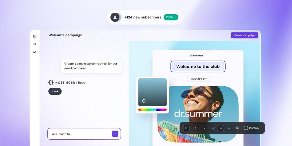 hostinger reach ferramente de email marketing com inteligência artificial da hostinger